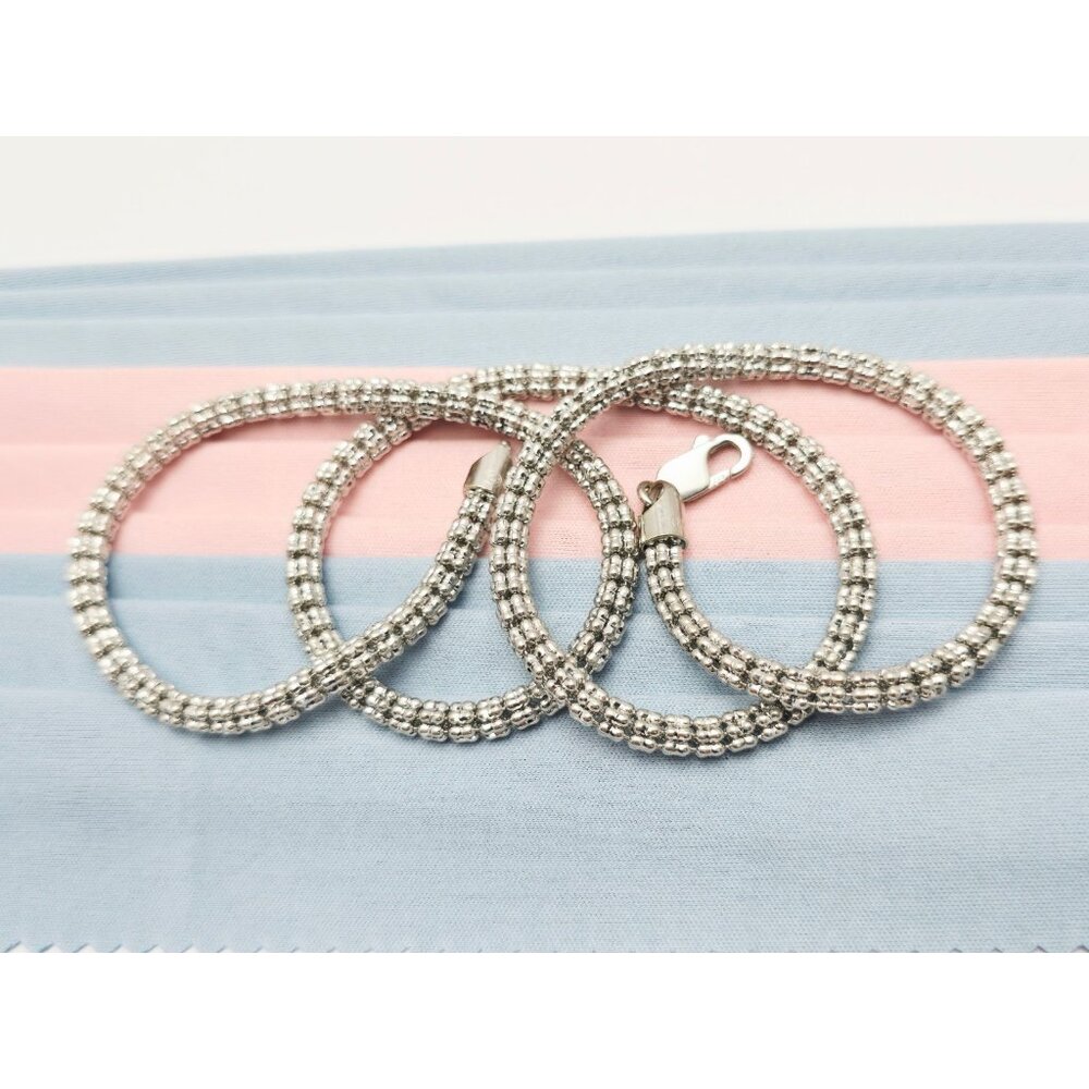 Unique 10K White Gold Designer Diamond Cut Ice Link Chain Necklace - 22.25" L